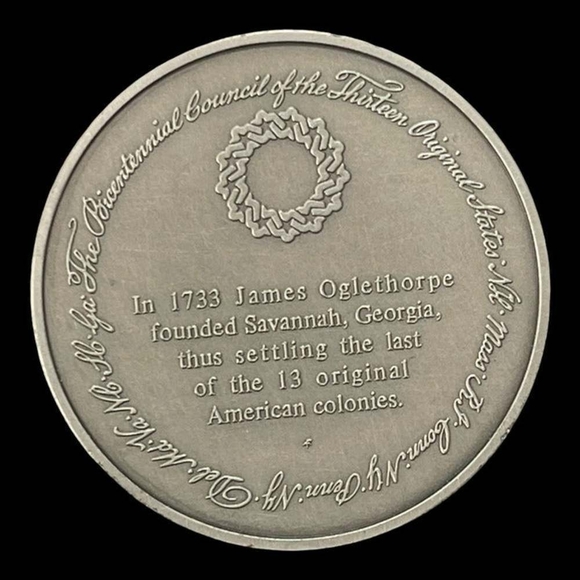 Vintage Medal History of Colonial America Pewter Coin Founding of Savannah - Picture 2 of 3